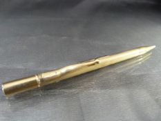 9ct Gold cased propelling pencil. Hallmarks for Birmingham 1866. Poss by Cohen and Charles