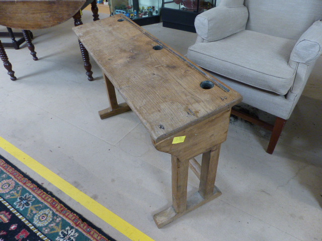 Edwardian double school desk - Image 4 of 5