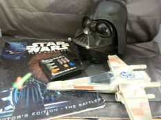 Star Wars Toys - Darth Vader Electronic mask with sounds, Star Wars Calender 1998, along with an X-