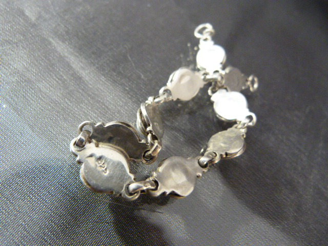 Hallmarked silver bracelet set with interspersed pearls in a circular design. - Image 3 of 4