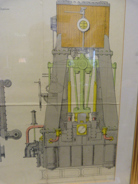 Framed Blue print of Compound Surface Condensing Engines of Steam Ships 'Singapore', 'Canton',' - Image 5 of 6
