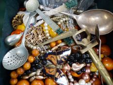 Selection of costume jewellery also to include some green stone handled spoons and small amount of