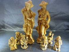 Carved Japanese and Chinese Mud-men/Deities.