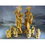 Carved Japanese and Chinese Mud-men/Deities.