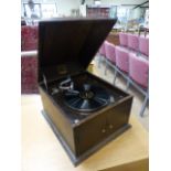 Table top record player by HMV Model 103 in oak case (winder not included)