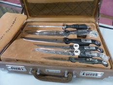 Waltmann und Sohn cased set of Chefs Knives. In a briefcase.