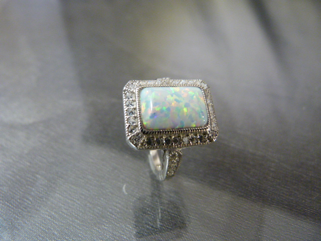 Silver Art Deco-style ring set with opal UK - N - Image 3 of 8