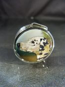 Silver pill box with enamel image of a dalmation dog