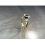 Three stone Sapphire and Diamond Trilogy ring with Oval Sapphire and 9ct ring