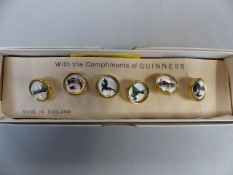 Six Guinness collectable cufflinks in original box.