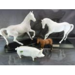 Beswick Collection - To include Two Matt Grey Beswick horses on plinths 'Spirit of Youth' and '