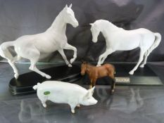 Beswick Collection - To include Two Matt Grey Beswick horses on plinths 'Spirit of Youth' and '