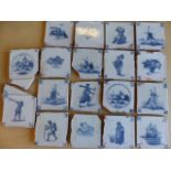 Collection of eighteen reclaimed delft tiles 16th/17th century all have some damage (please see