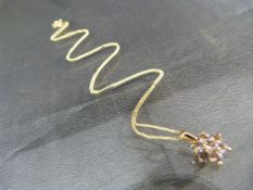 9ct yellow gold daisy-style pendant on 9ct gold chain