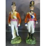 Dresden Porcelain - Coldstream Guards 1815 and 1st Guards Grenadier Guards A/F (missing feather to
