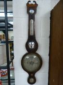 Regency style Mercury banjo barometer signed 'Pedrene' Bristol.