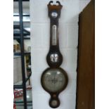 Regency style Mercury banjo barometer signed 'Pedrene' Bristol.