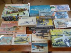 Box containing model Kit planes to include Fujimi, Airfix and matchbox etc