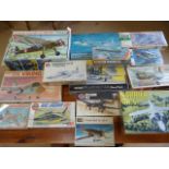 Box containing model Kit planes to include Fujimi, Airfix and matchbox etc