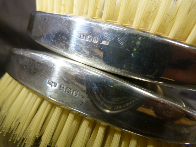 Pair of unused silver hallmarked clothes brushes with engine turned decoration, dated 1946 - Image 5 of 5