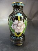 Miniature cloisonne vase on a stand