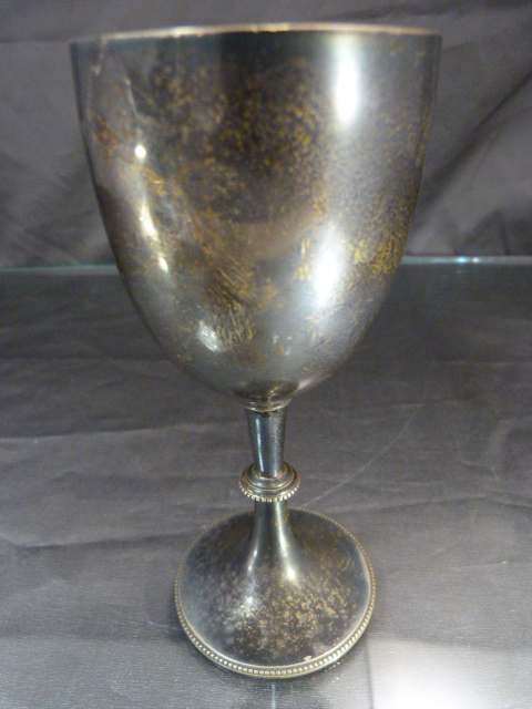 Hallmarked silver London Goblet 1892. Beaded decoration to foot and around the stem. Maker JT. - Image 3 of 3
