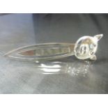 Silver bookmark with pig finial