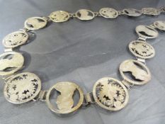 1780 Silver Austrian Coins in the form of a Belt. Each coin verso and front with Bust of Maria