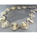 1780 Silver Austrian Coins in the form of a Belt. Each coin verso and front with Bust of Maria