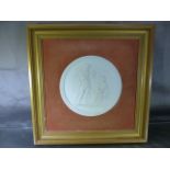 Royal Copenhagen Parian wall plaque in frame decorated in relief with with classical scenes