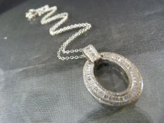 Silver and CZ Doughnut pendant necklace