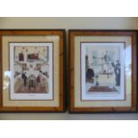 Pair of W. Heath Robinson comical prints - both framed