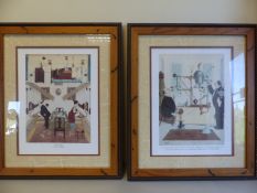 Pair of W. Heath Robinson comical prints - both framed