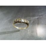 Antique late Victorian five stone old cushion cut diamond ring (hallmark rubbed but 9ct or above)