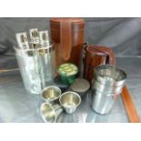 Modern Hipflasks and Stirrup cups - Set of Triptych hip flasks making up a round flask in original