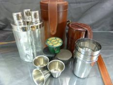 Modern Hipflasks and Stirrup cups - Set of Triptych hip flasks making up a round flask in original