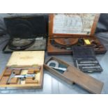 Collection of Vintage cased tools to include - Brown and Sharpe, Moore and Wright depth gauge, Moore