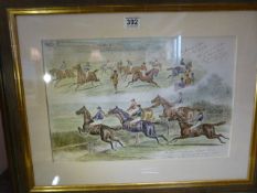 John Sturgess - Watercolour 'Saturday at Sandown Park' 2nd may 1885. Copperplate writing to top