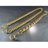 Matching curb link necklace and bracelet (approx 38cm & 18cm) of Gold metal (tests as 9ct but