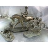 Horse-Racing - Two bronzed racing figures. One with mounted plaque to plinth 'Royal Windsor Race