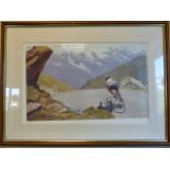 Framed and Signed print by Pat Cleary no 573/750 depicting the Tour De France 18th July 1992 - Stage