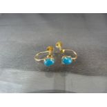 Pair of screw back 18K Gold Turquoise earrings
