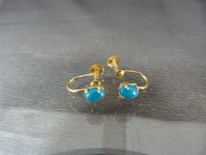 Pair of screw back 18K Gold Turquoise earrings