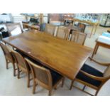 French style dining table with matching chairs with rattan (2 large carver chairs)