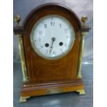 C.1800 and later bracket clock with enamelled dial. Handpainted numbers 1-12 with 5 subsidiary