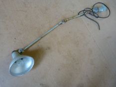 Mid-20th Century angle poise machinist lamp in original paint with fitted conical shade