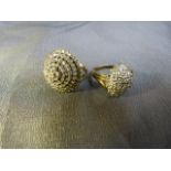 Two Diamond multi stone cluster Rings. (1) 9ct Gold Target cluster ring with 5 rings of small