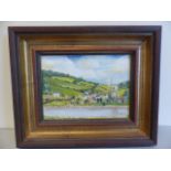 Small oil on board by R Wilde 1988 of canal village scene