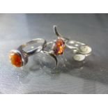 Three silver Gem set rings - approx weight - 6.8g