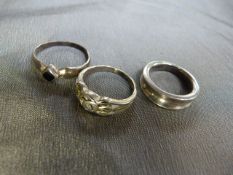 Three Silver rings approx weight - 9g